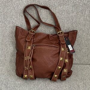 Marc Ecko Brown and Gold Shoulder Bag with Slouch Design